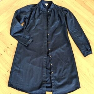 Layla Brooklyn Navy Cotton Smocked Shirt Dress